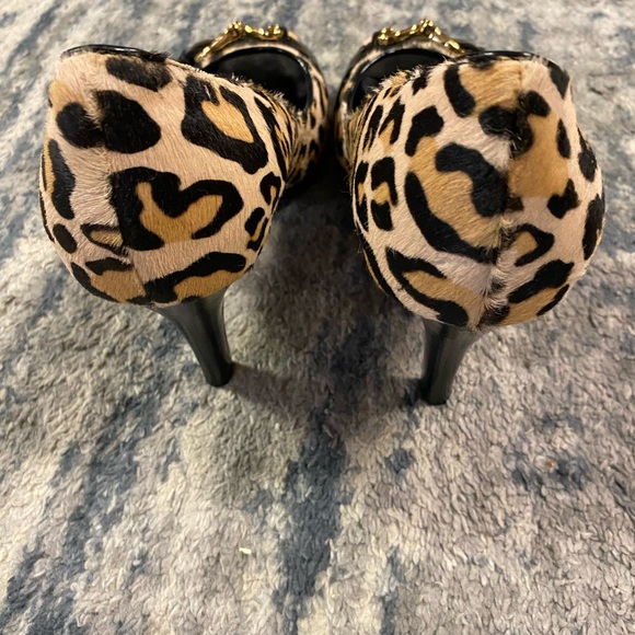 Cole Haan Black Peep Toe Heels with Leopard Bow - Picture 5 of 9